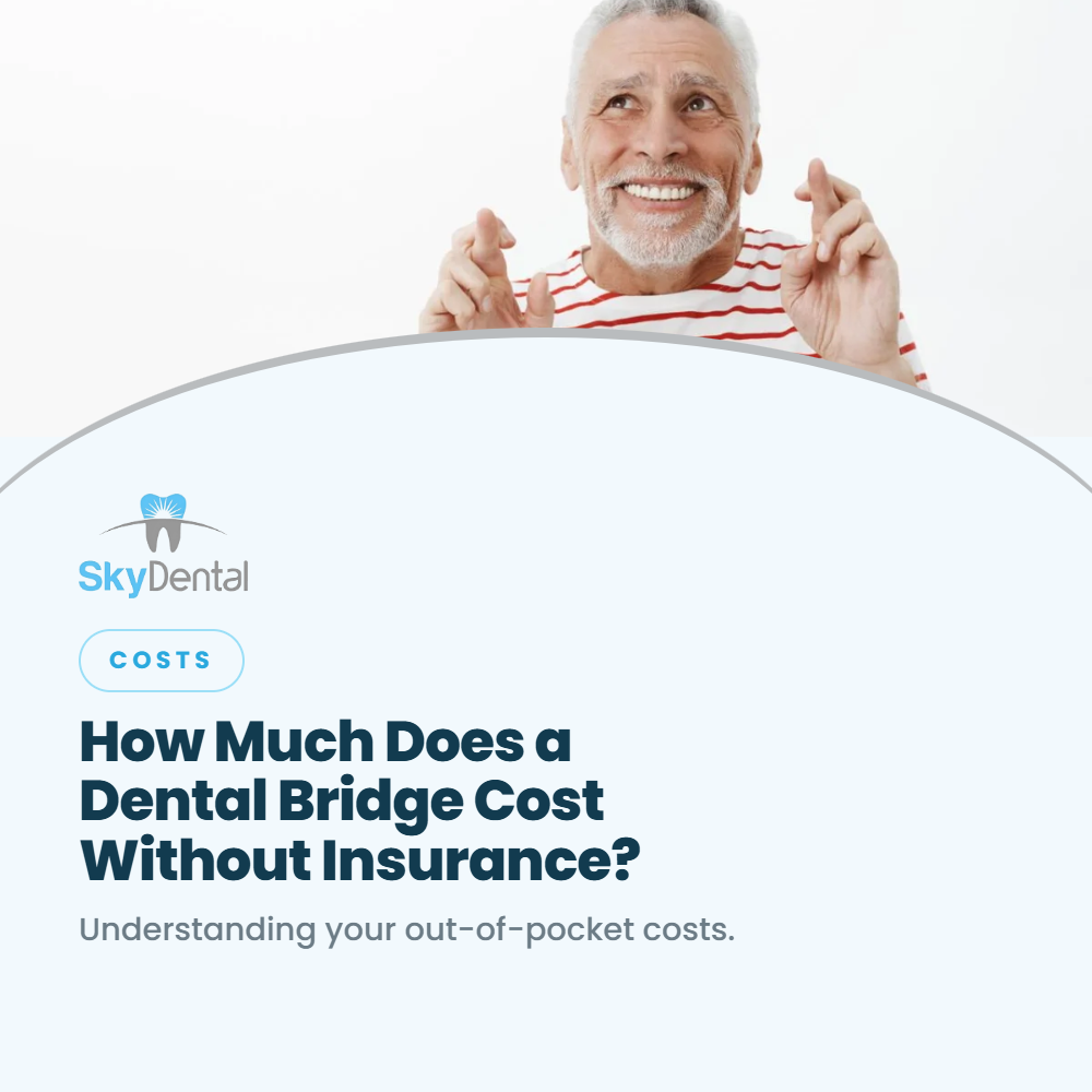 Smiling older man with crossed fingers - how much does a dental bridge cost without insurance, Sky Dental