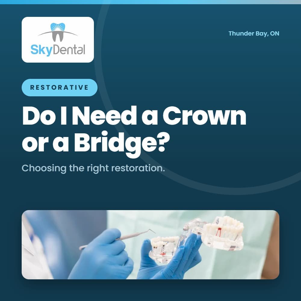 dentist holding a dental bridge